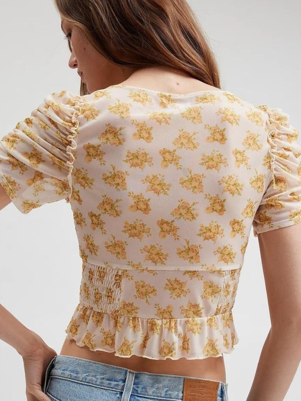 NWT Kimchi Blue yellow short sleeve top, size Small - Picture 6 of 6